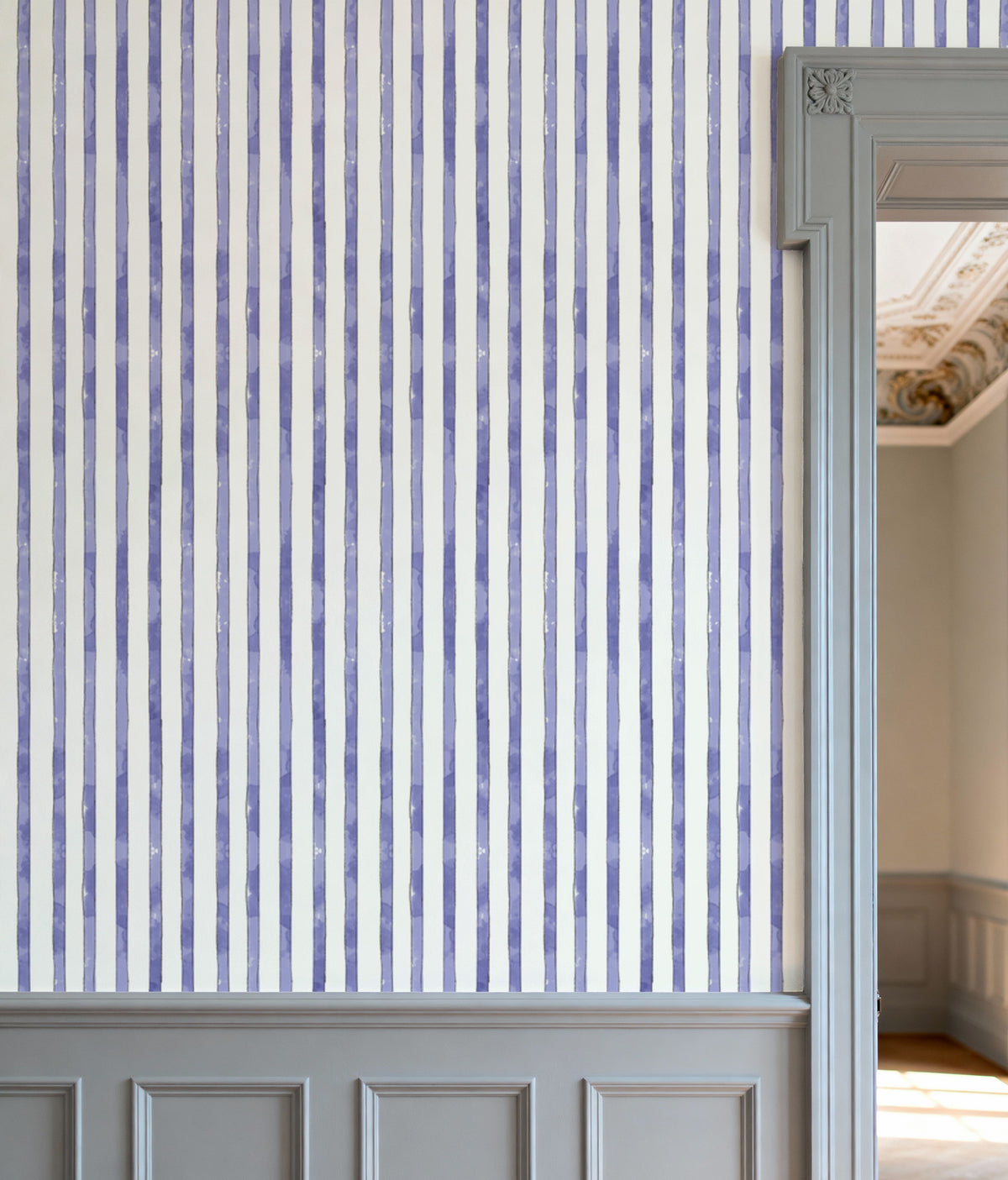 Botanical Blue Lines Mural Wallpaper - room preview 06