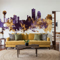 Knoxville Tennessee Skyline Purple & Gold Mural Wallpaper - room preview 06
