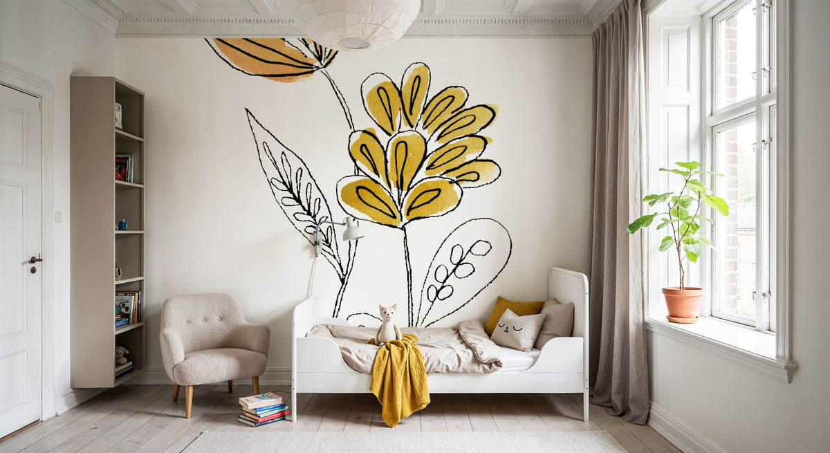 Line Flower IV Mural Wallpaper - room preview 06