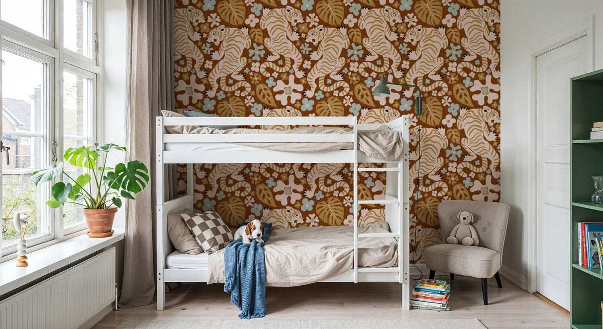 Otomi Cool Tigers, Earth Mural Wallpaper - room preview 06