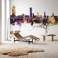 Karlsruhe Germany Skyline Purple & Gold Mural Wallpaper - room preview 06