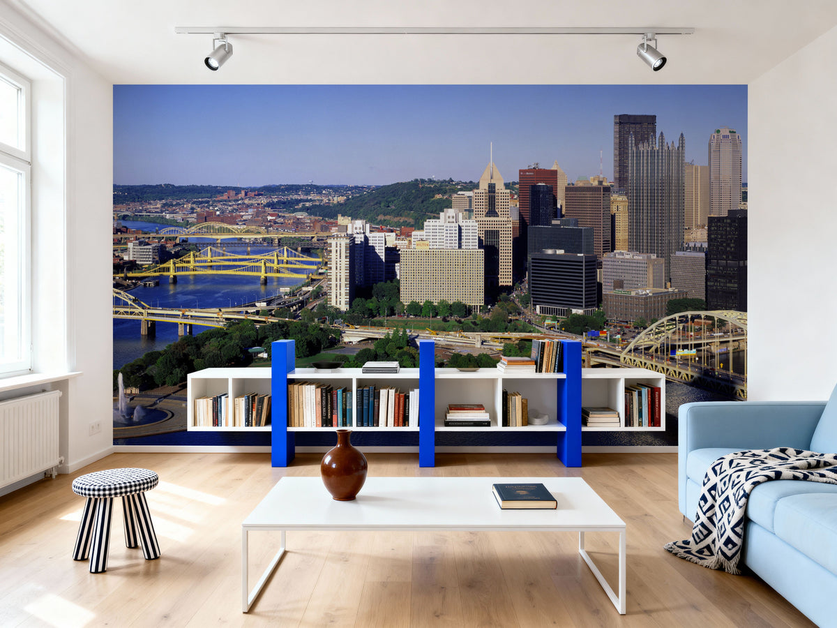 Golden Bridges Cityscape Mural Wallpaper - room preview 06