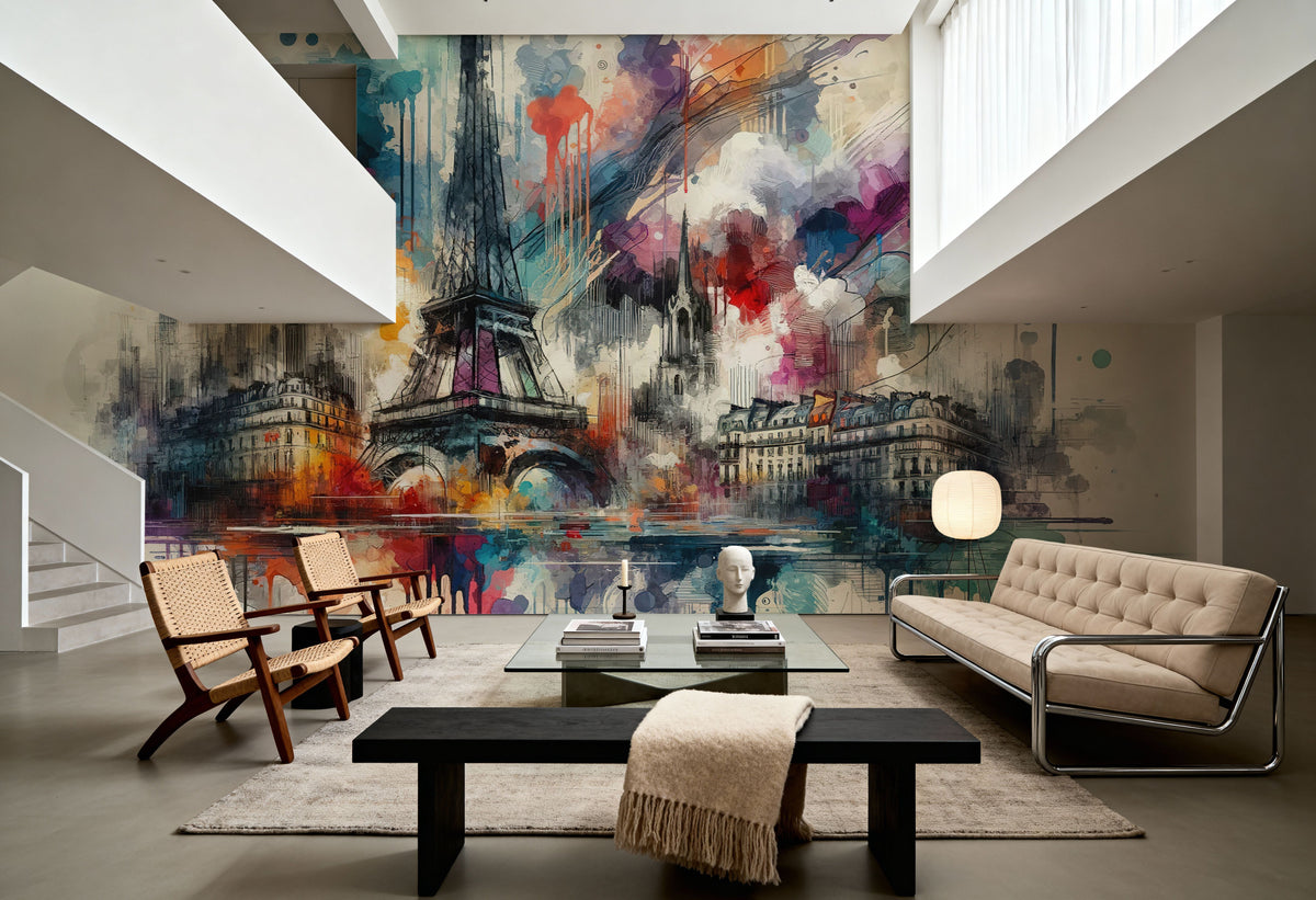 Watercolor Skyline Paris II Mural Wallpaper - room preview 06