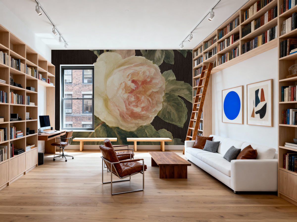 Heirloom Pink Rose Mural Wallpaper - room preview 06