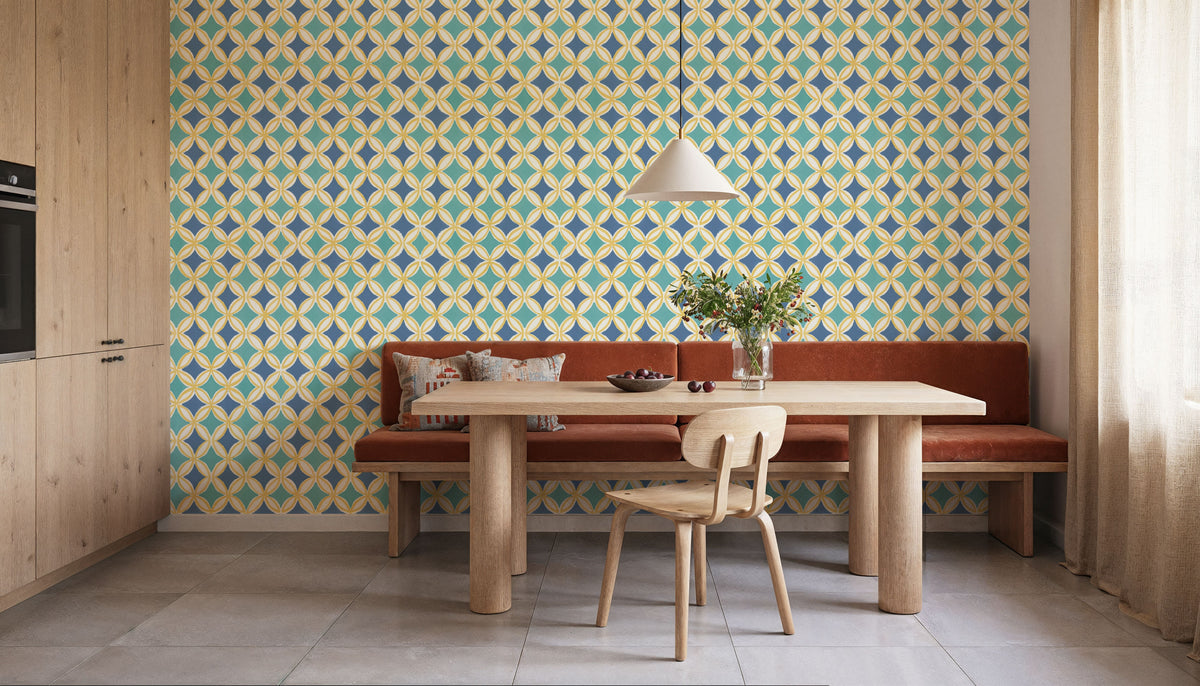 Starcircle Blue Mural Wallpaper - room preview 06