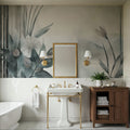 Floral Watercolor Abstract Teal Mural Wallpaper - room preview 06