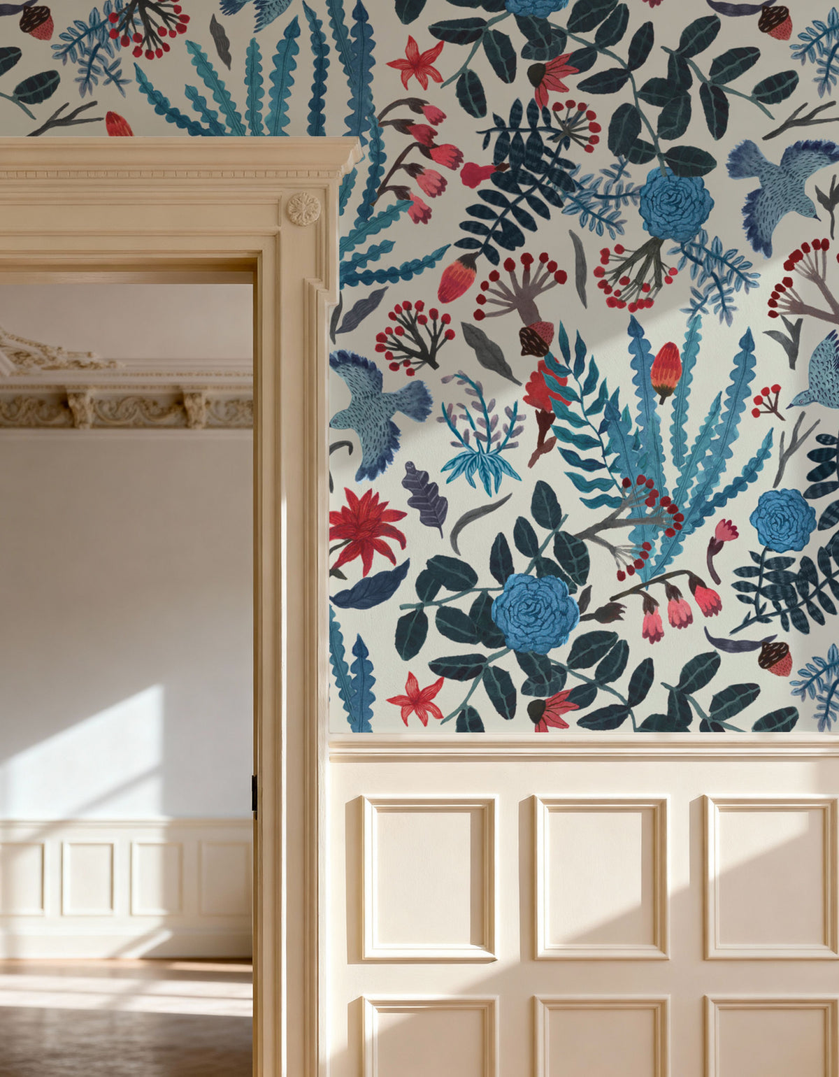 Wonderland Birds, Light Mural Wallpaper - room preview 06