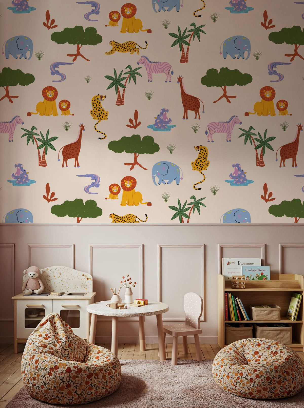 Funky Safari Pattern Mural Wallpaper - room preview 06