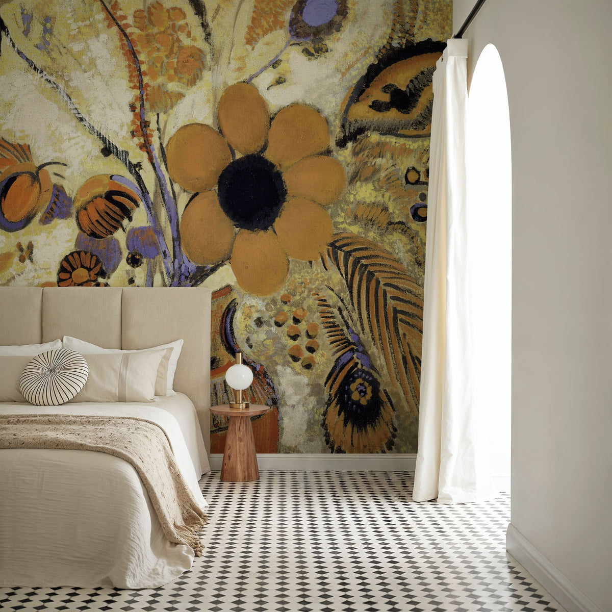 Etruscan Vase with Flowers Mural Wallpaper - Red Tone - room preview 06