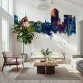 Montgomery Alabama Skyline Blue & Bronze Mural Wallpaper - room preview 06