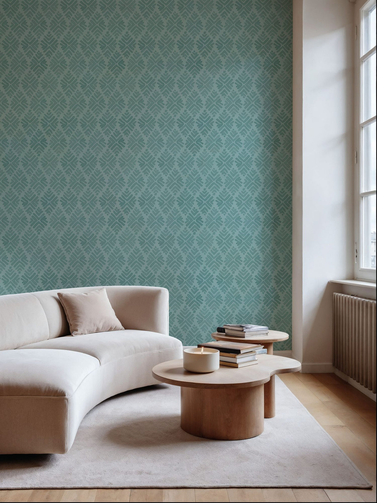 Bohemian Leaves Blue Mural Wallpaper - room preview 06