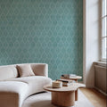 Bohemian Leaves Blue Mural Wallpaper - room preview 06