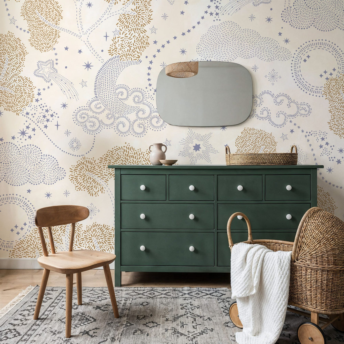 Moonlit Sky, Cream Mural Wallpaper - room preview 06