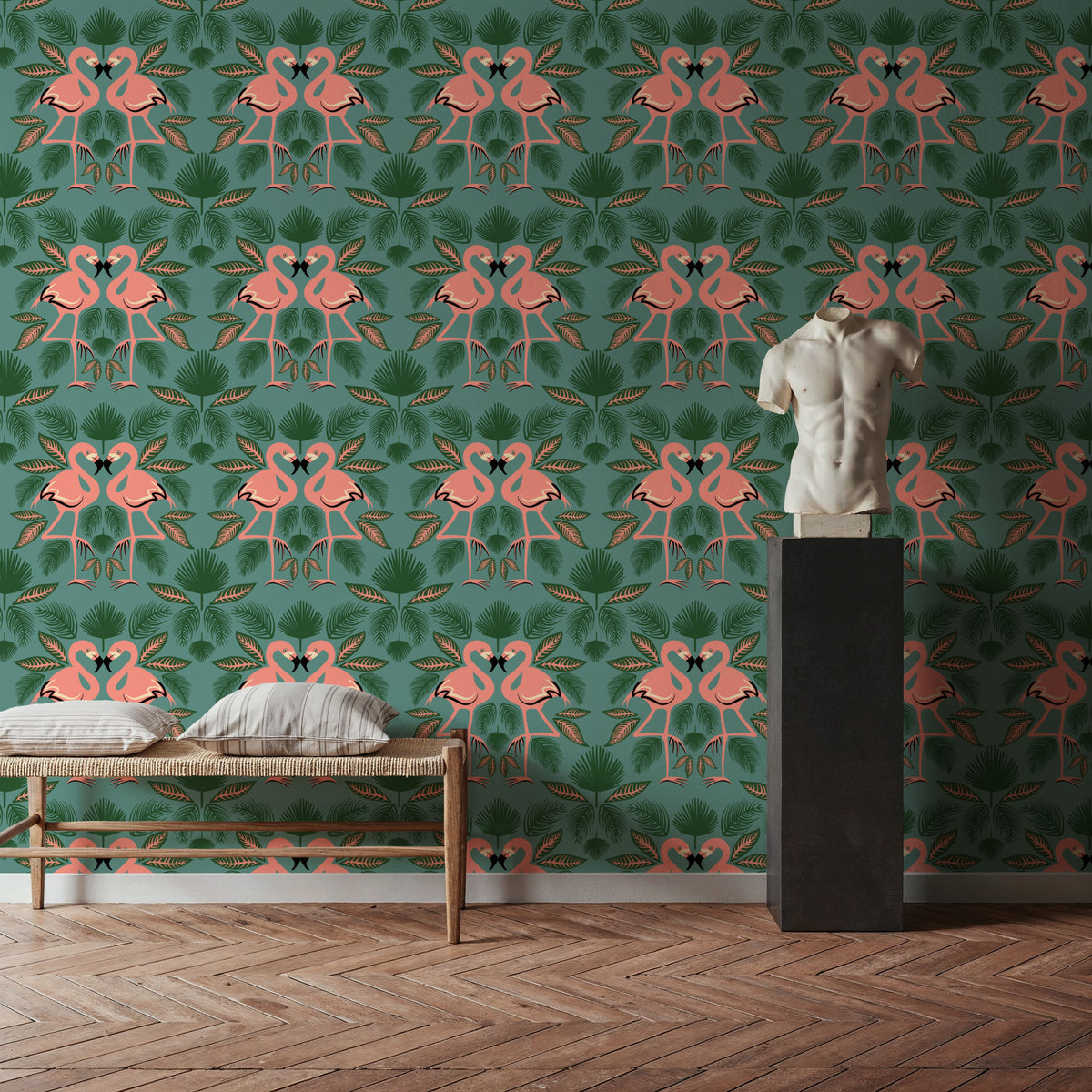 Flamingo Friends Mural Wallpaper - room preview 06