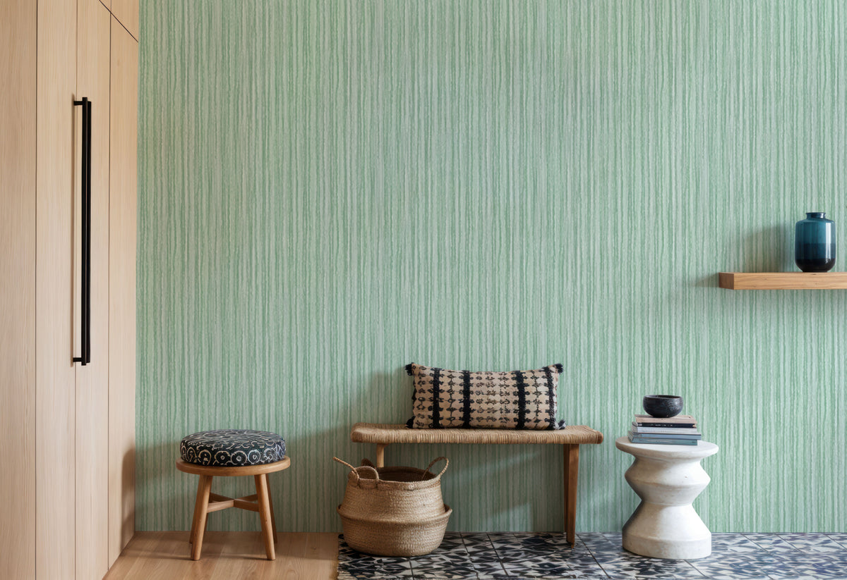 Textured Lines, Mint Mural Wallpaper - room preview 06