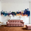 Istanbul Turkey Skyline Blue & Bronze Mural Wallpaper - room preview 06