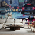 Rainy Road Late Afternoon Mural Wallpaper - room preview 06