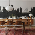 Swansea Wales Skyline Black & White Mural Wallpaper - room preview 06