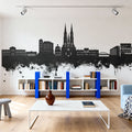 Uppsala Skyline Black & White Mural Wallpaper - room preview 06