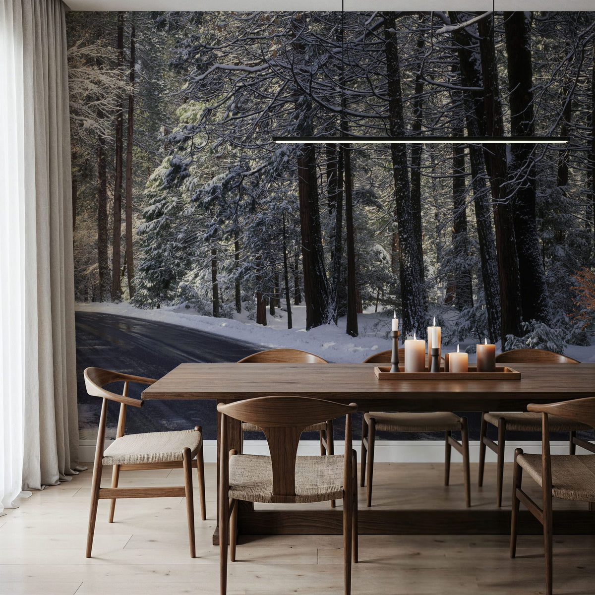 Winter's Passage Forest Mural Wallpaper - room preview 06
