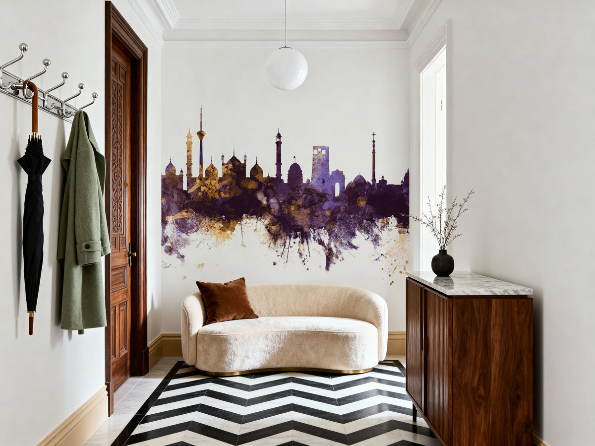 New Delhi India Skyline Mural Wallpaper - room preview 06