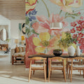 Floral Focus Blue Mural Wallpaper - room preview 06