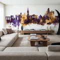 Montpellier Skyline Purple & Gold Mural Wallpaper - room preview 06