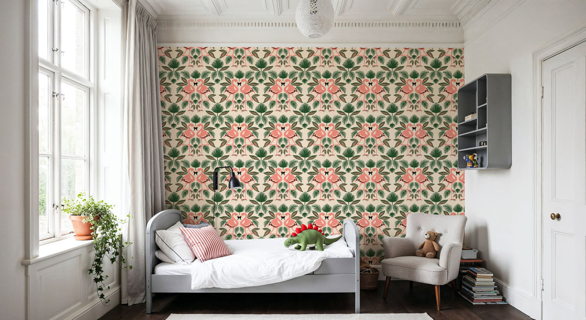 Flamingo Friends Mural Wallpaper - Warm Tone - room preview 06