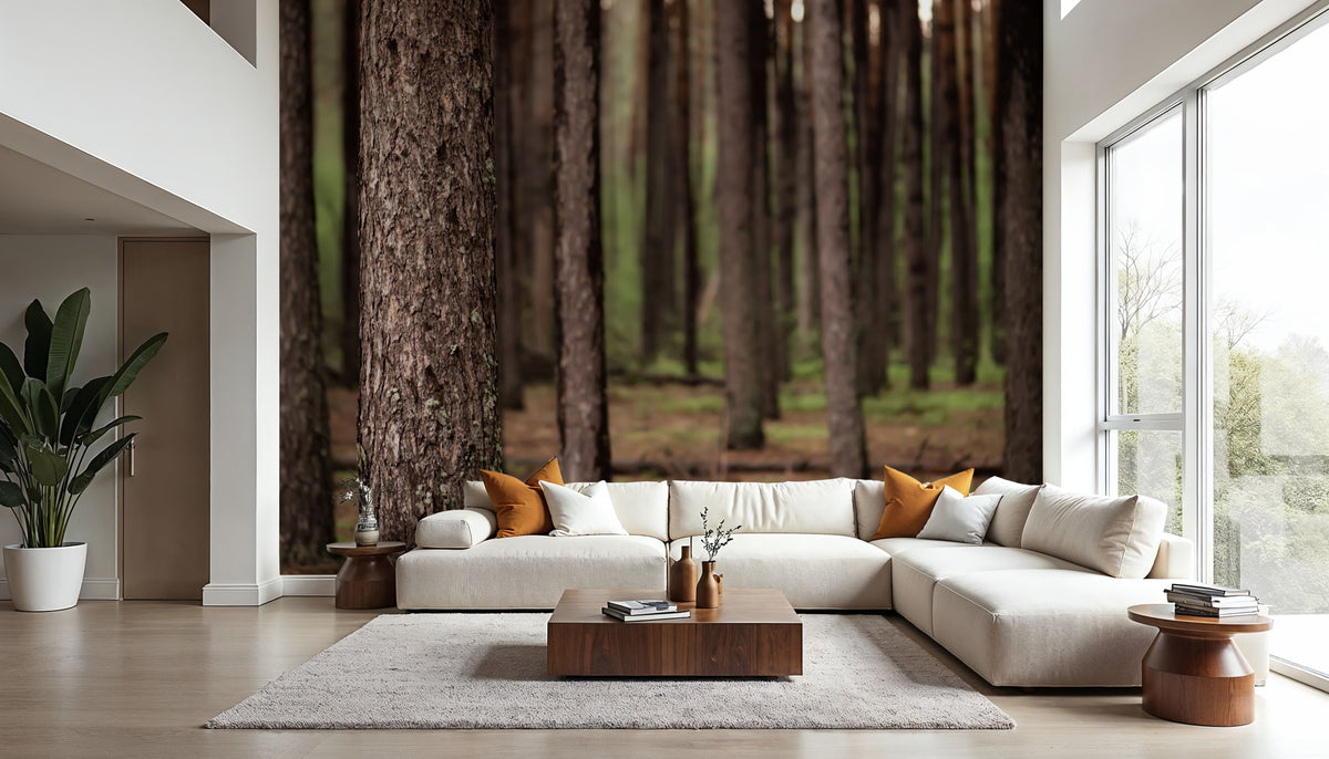 Dark Pine Forest Mural Wallpaper - room preview 06