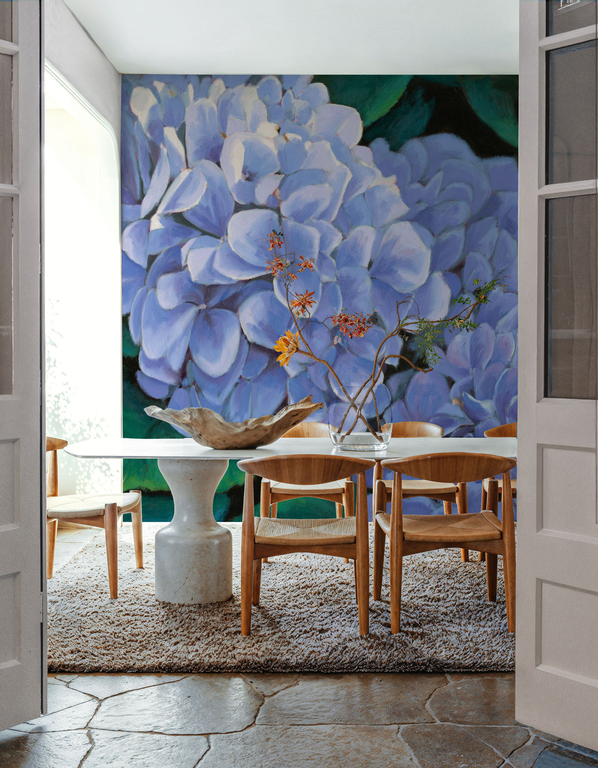 Periwinkle Hydrangea Mural Wallpaper - room preview 06