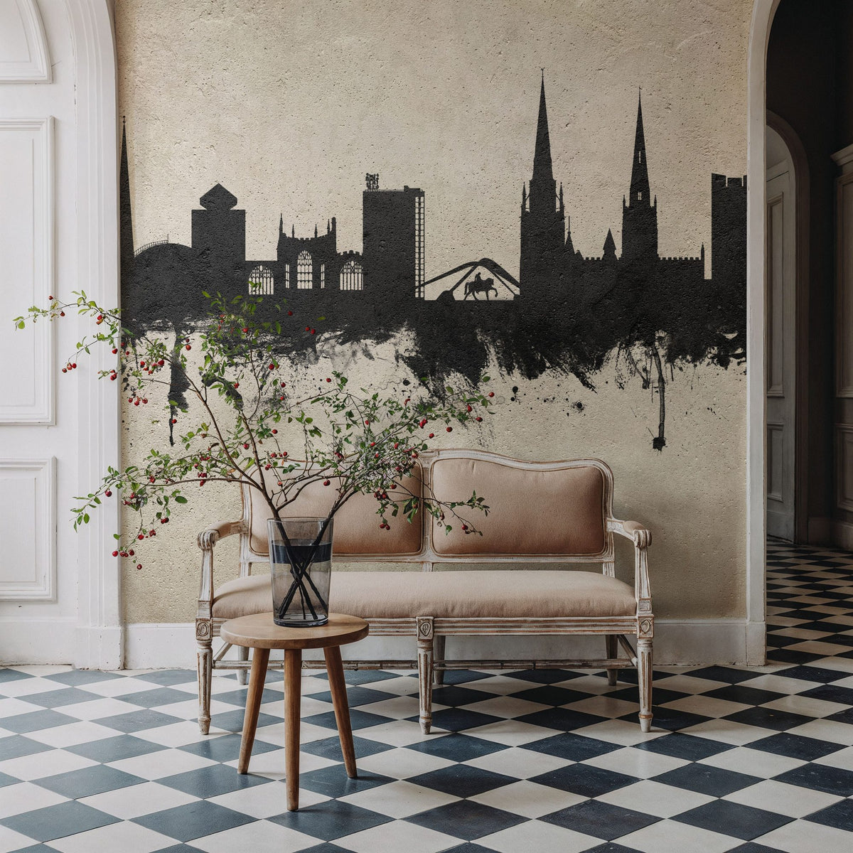 Coventry England Skyline Concrete Mural Wallpaper - room preview 06