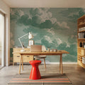 Intaglio Clouds, Jade Mural Wallpaper - room preview 06