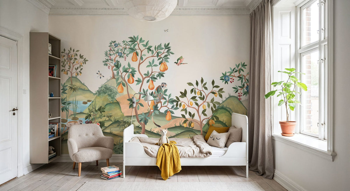 Orchard Reverie, Cream Mural Wallpaper - room preview 06