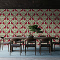 Cardinals & Winterberries, Green Mural Wallpaper - room preview 06