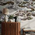 Ukiyo-e Clouds, Browns Mural Wallpaper - room preview 06