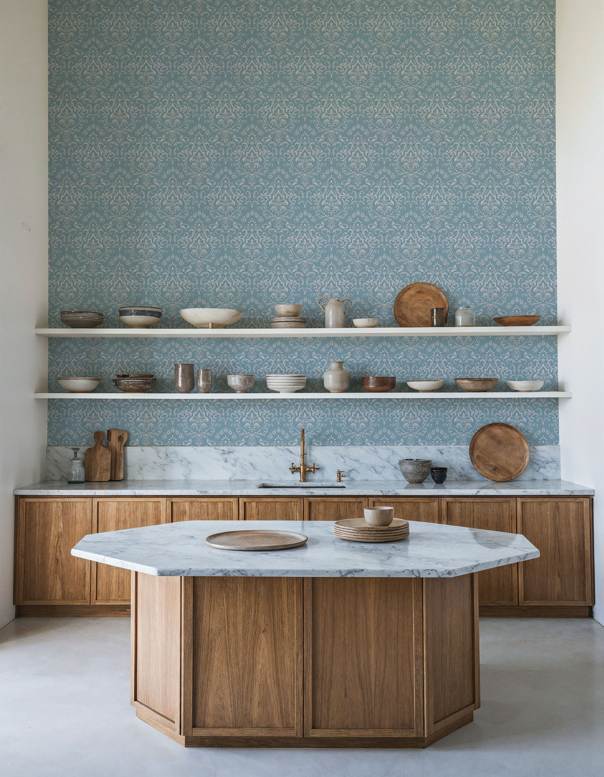 Ludovici Pattern, French Blue Mural Wallpaper - room preview 06