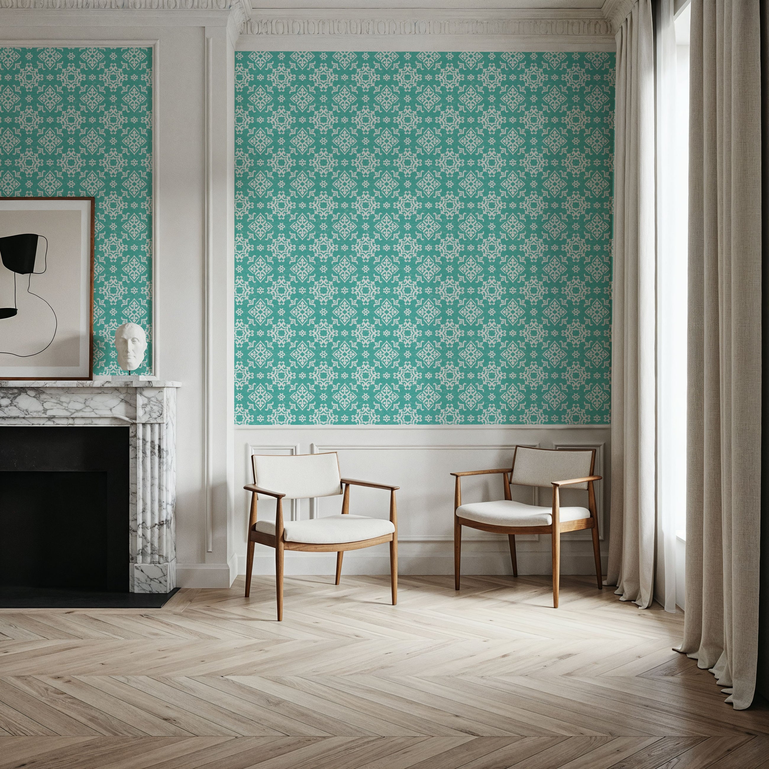 Atlantic Flakes Turqouise Mural Wallpaper