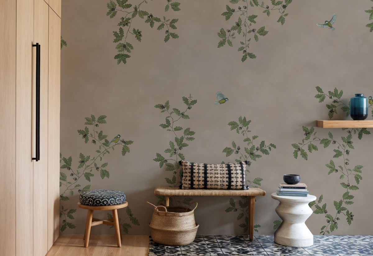 Oak Hollow, Beige Mural Wallpaper - room preview 06