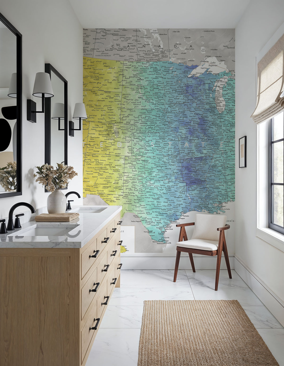 US Map Detailed - Jude Mural Wallpaper - room preview 06