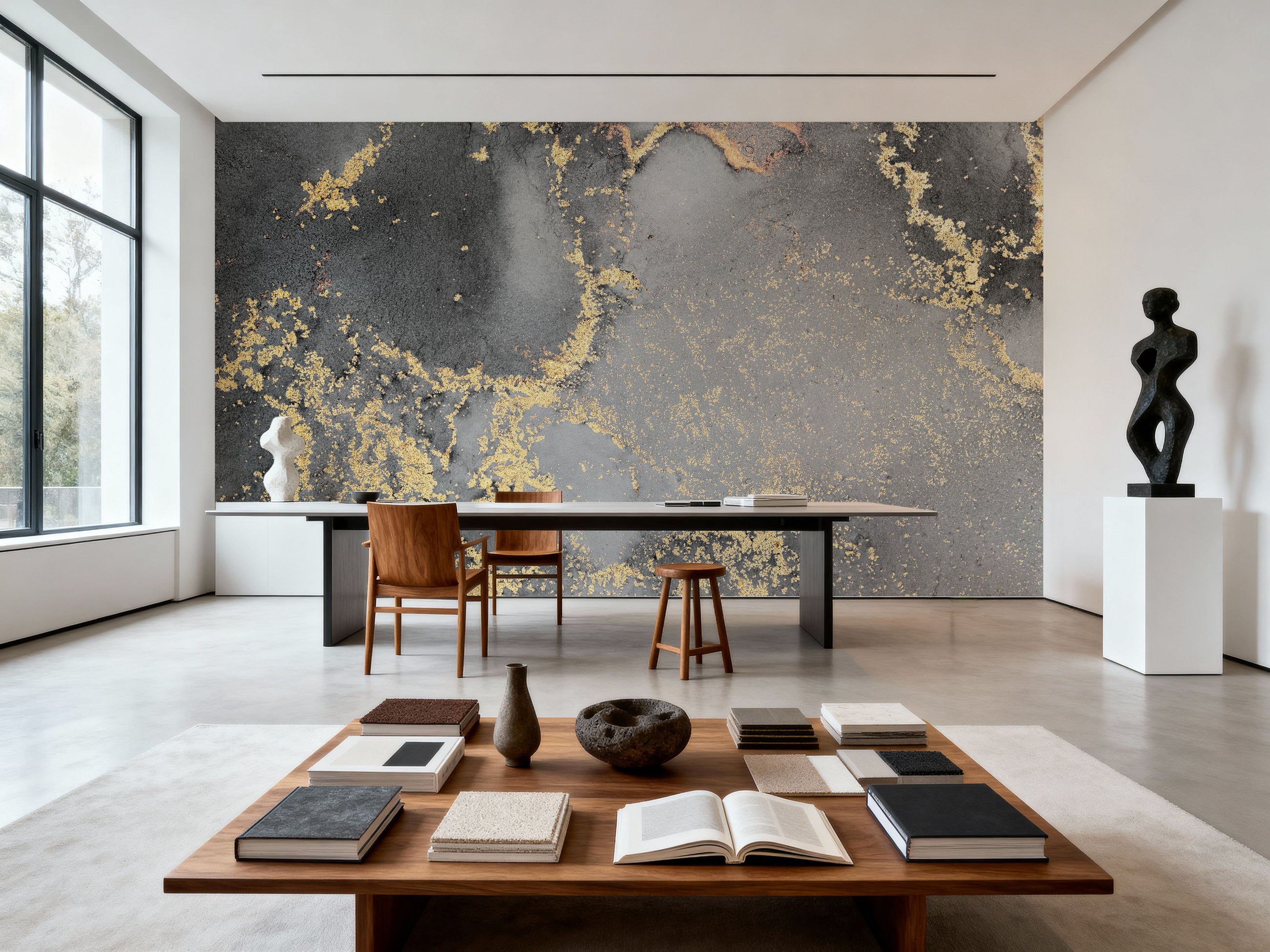 Fantasy Marble, Gray Mural Wallpaper