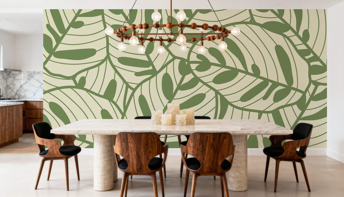 Leaf Lines Mural Wallpaper - room preview 06