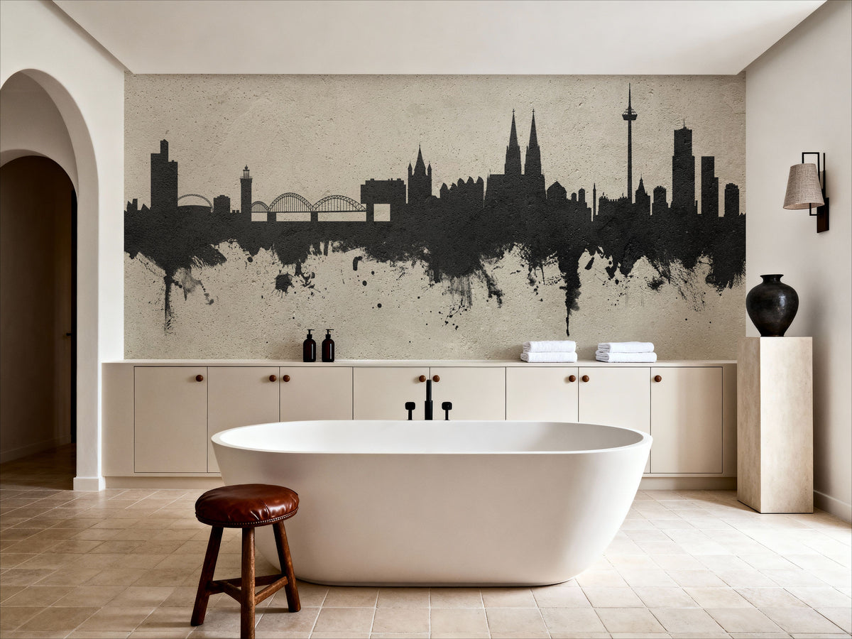 Cologne Germany Skyline Concrete Mural Wallpaper - room preview 06