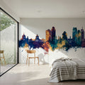 Saint Paul Minnesota Skyline Blue & Bronze Mural Wallpaper - room preview 06