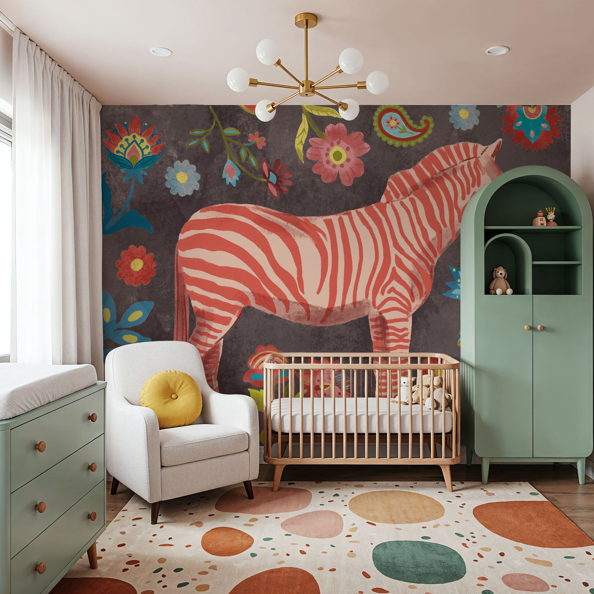 Zebra of the Jungle Mural Wallpaper - room preview 06