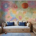 Happy Oil Painted Flowers, Warm Pink Mural Wallpaper - room preview 06