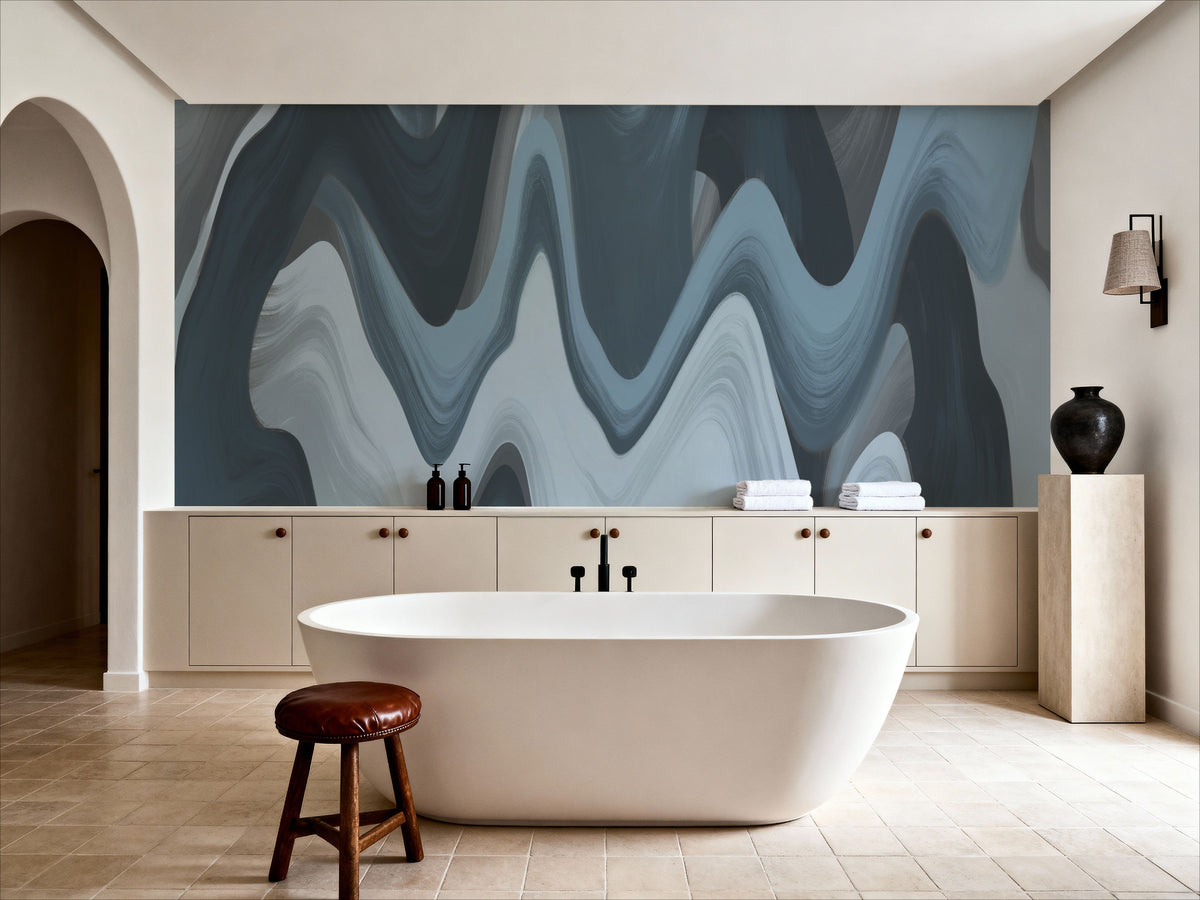 Abstract Paints, Denim Mural Wallpaper - room preview 06