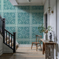 Mission Cement Tiles, Teal Mural Wallpaper - room preview 06