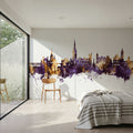 Derry Northern Ireland Skyline Purple & Gold Mural Wallpaper - room preview 06