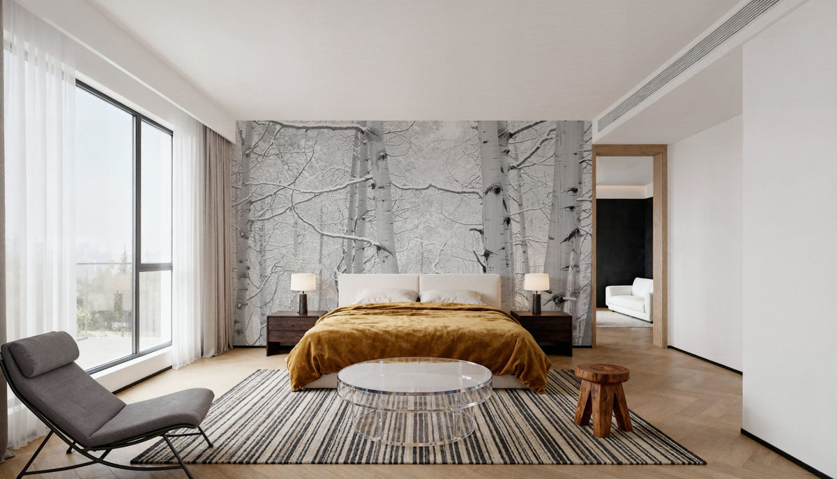 Winter Birch Serenity Mural Wallpaper - room preview 06