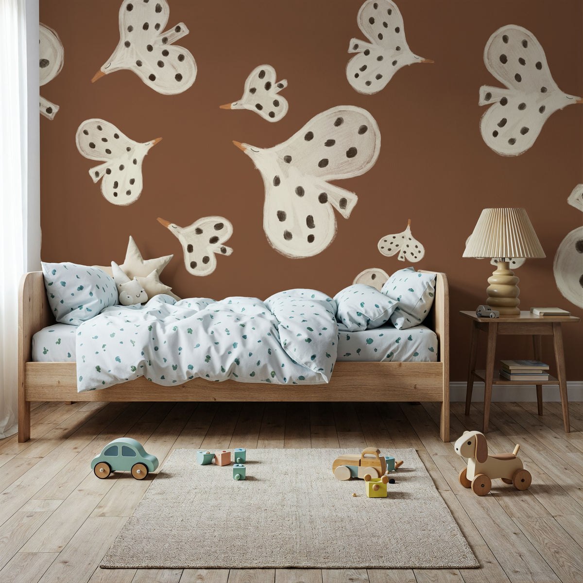 Birds Flying High, Mocha Mural Wallpaper - room preview 06